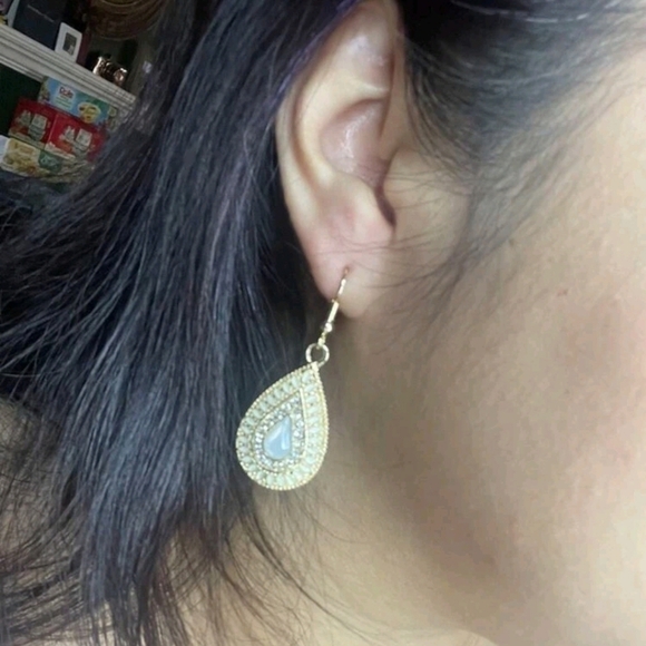 💖 2/$30 Boho Gold dangle teardrop christmas party Rhinestones earrings - Picture 4 of 16